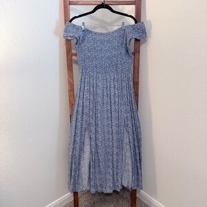 Floerns Women's Boho Floral Print Off Shoulder Split Long A Line Dress Size OXL